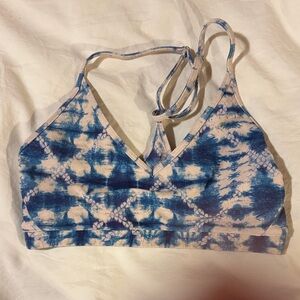 Skatie Blue and Cream Tie-Dye Sports Bra
